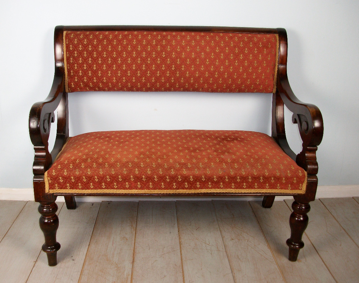 Victorian Walnut Window Seat Hall Bench